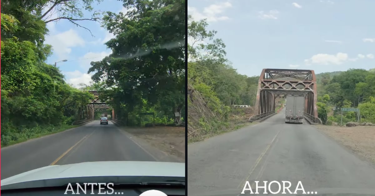 Viviana Calderón mostró el antes y después del tramo que pasa sobre el puente de río Lagarto.