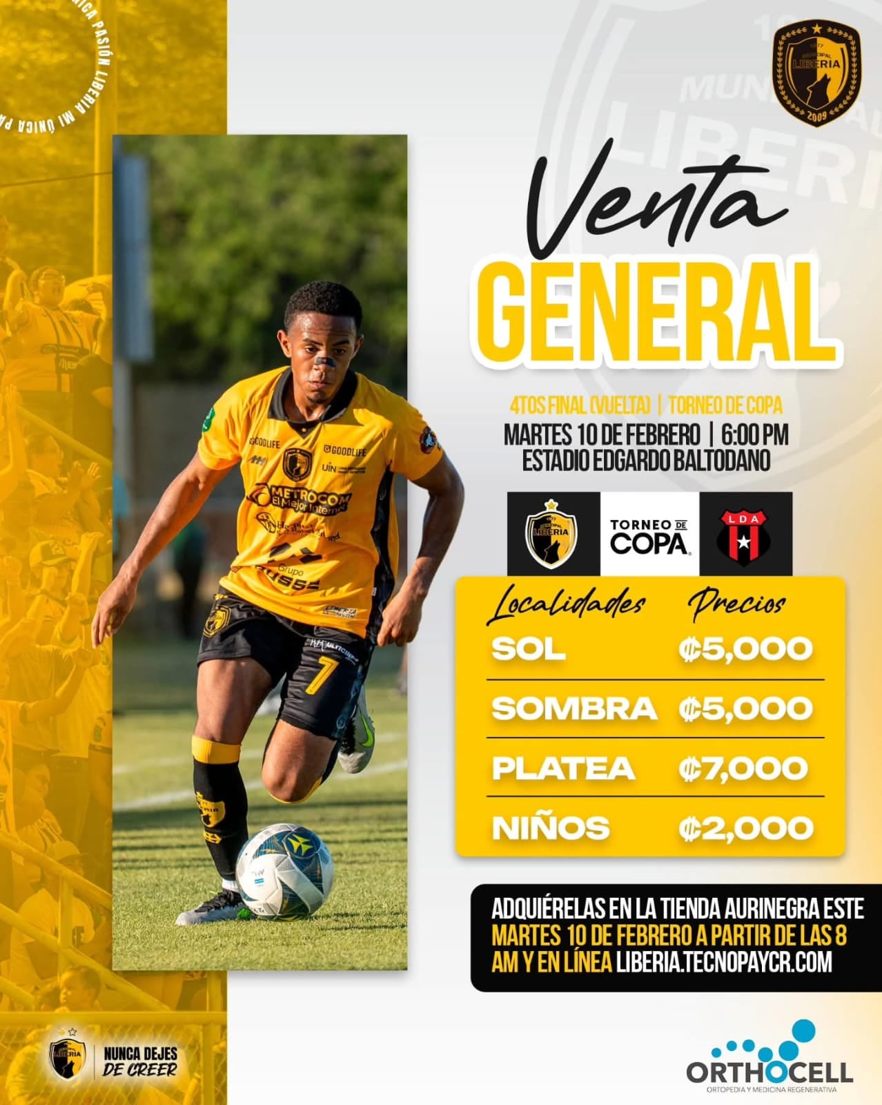 Este es el precio de las entradas para el partido entre el Municipal Liberia y Liga Deportiva Alajuelense en el Torneo de Copa.