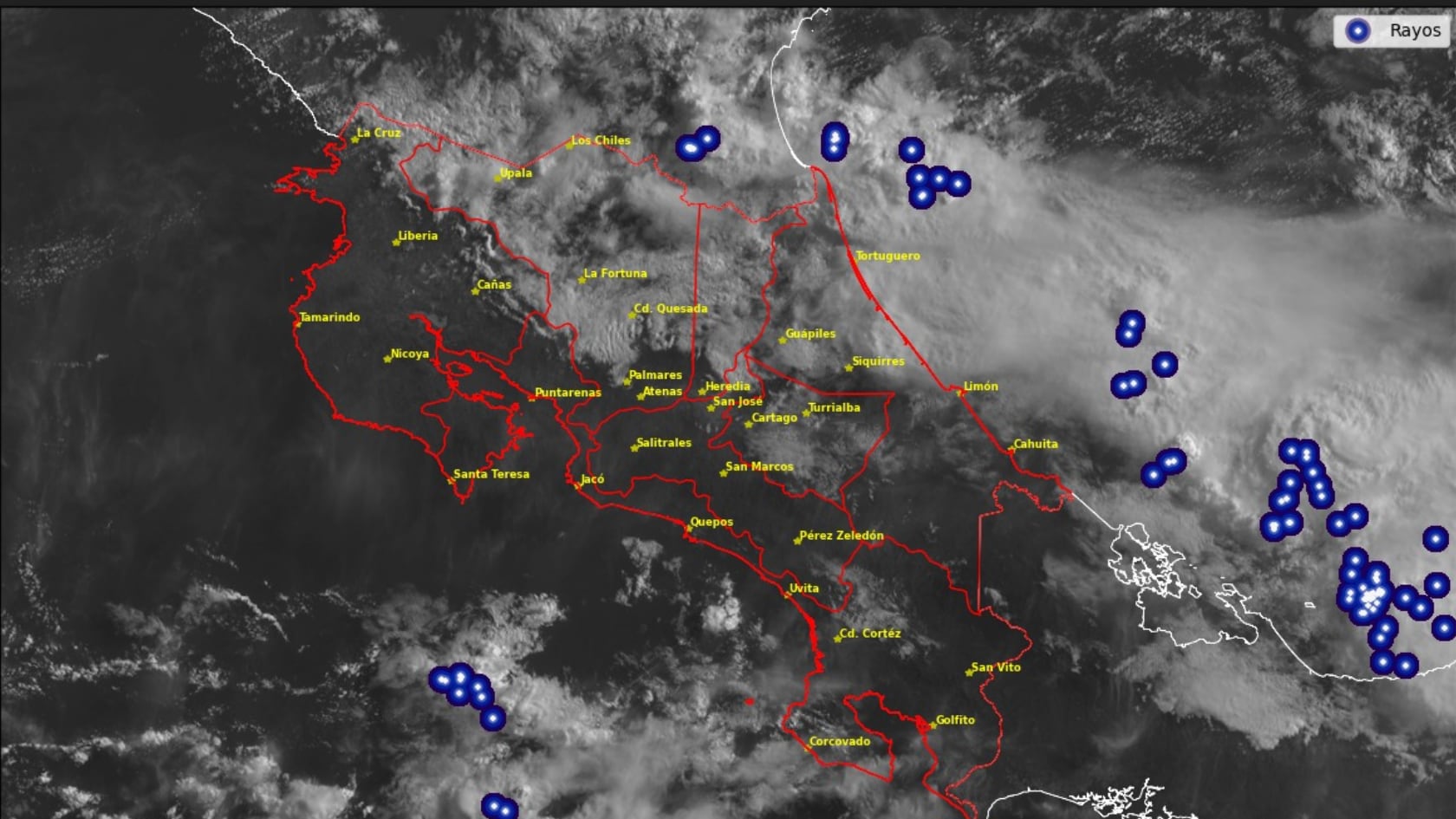 Onda tropical generará fuertes lluvias y tormentas en Costa Rica, con mayor impacto en Caribe, Zona Norte y Pacífico Sur.
