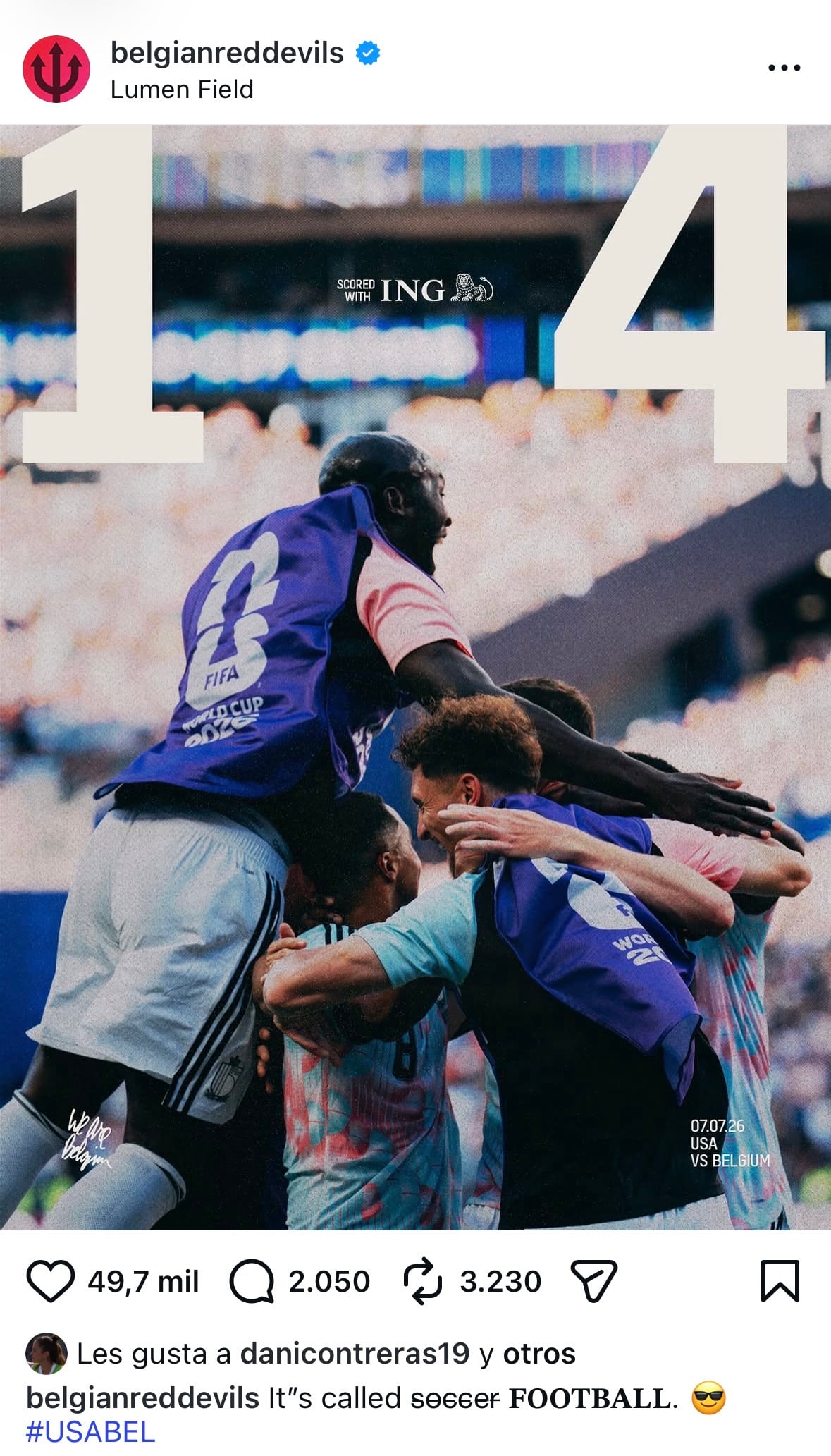Bélgica le recordó a Estados Unidos en el Mundial 2026 que es fútbol, no "soccer".
