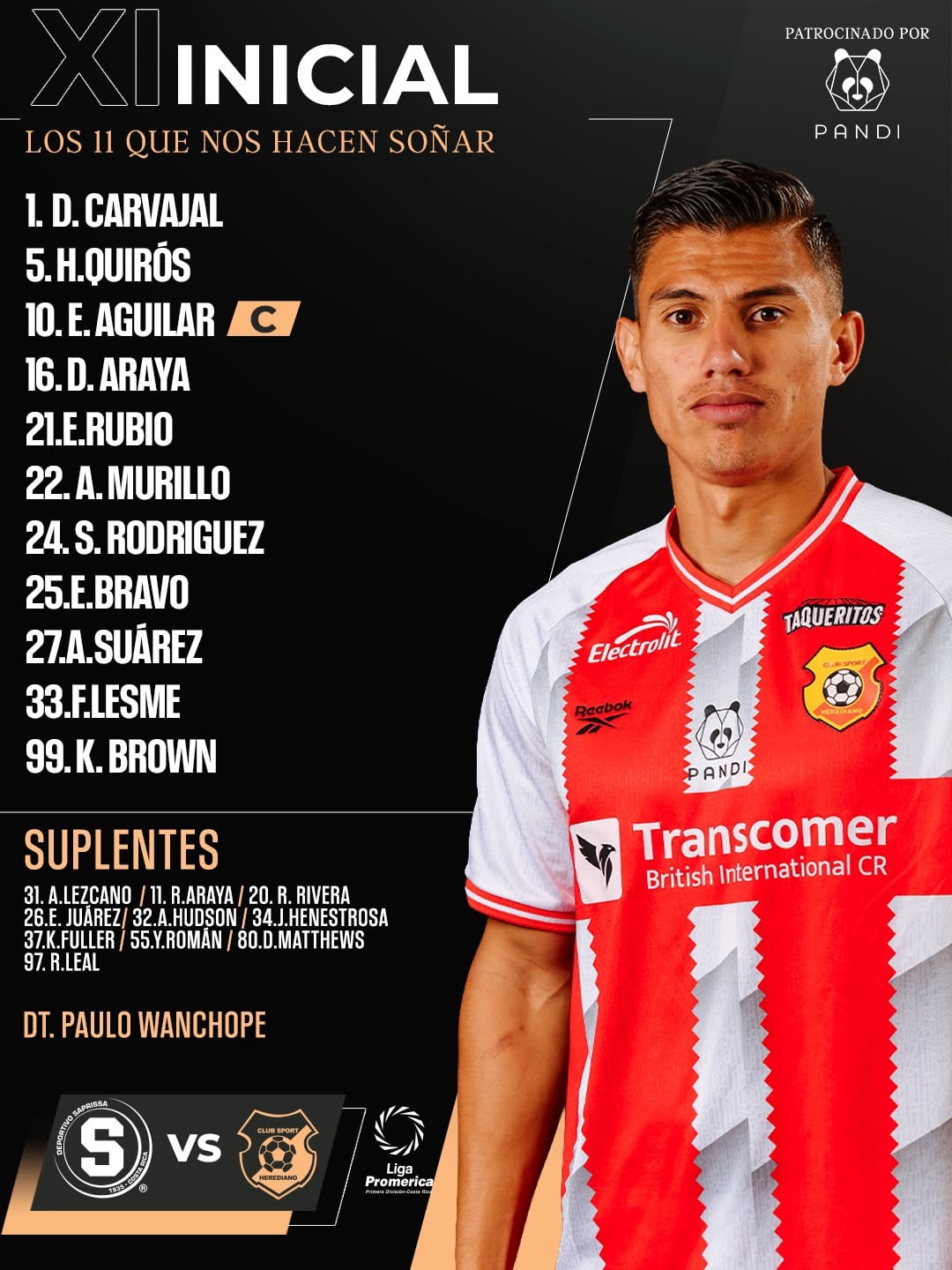 Esta es la alineación de Herediano ante Saprissa.