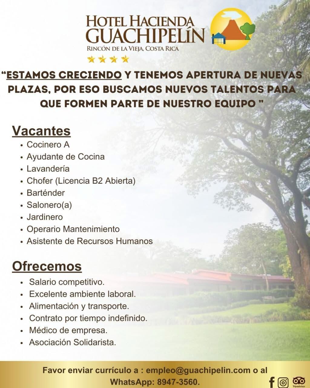 Puestos de empleo en Guanacaste