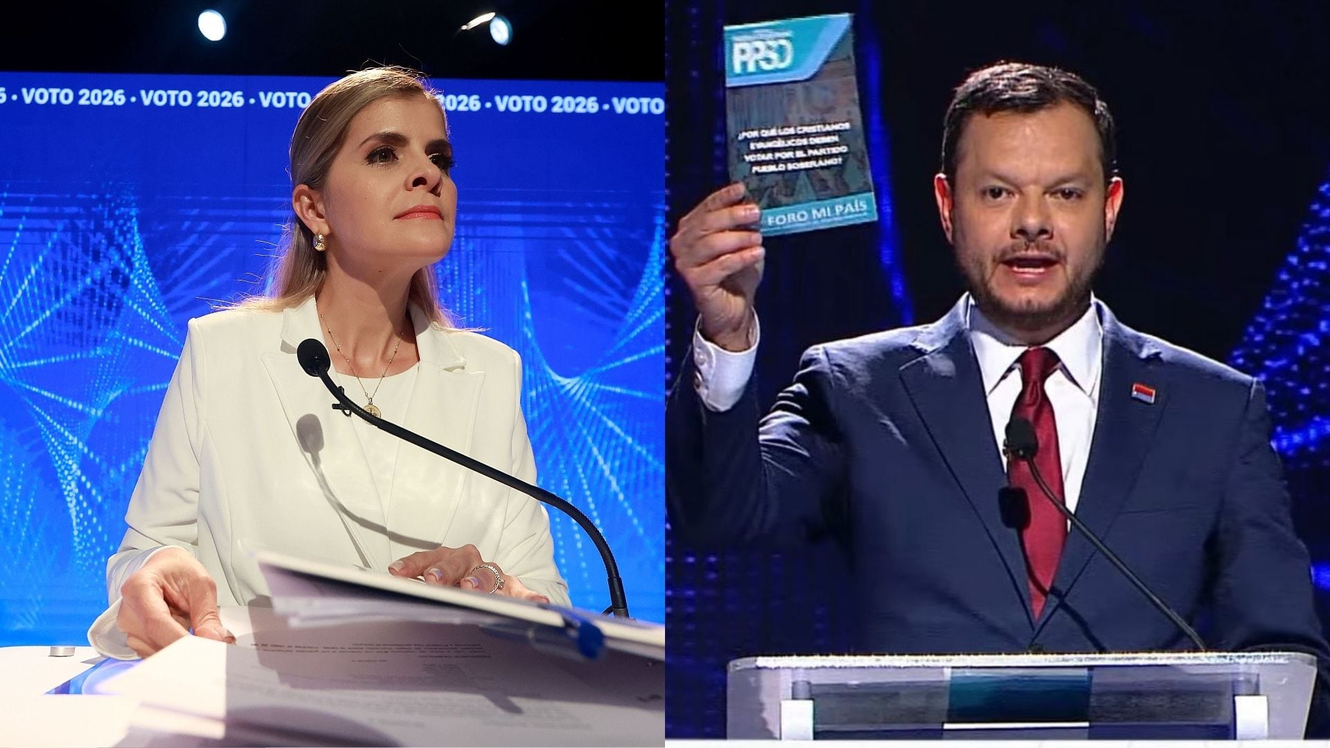 Tres candidatos presidenciales reprocharon a Laura Fernández sus acuerdos de puestos con los pastores evangélicos.