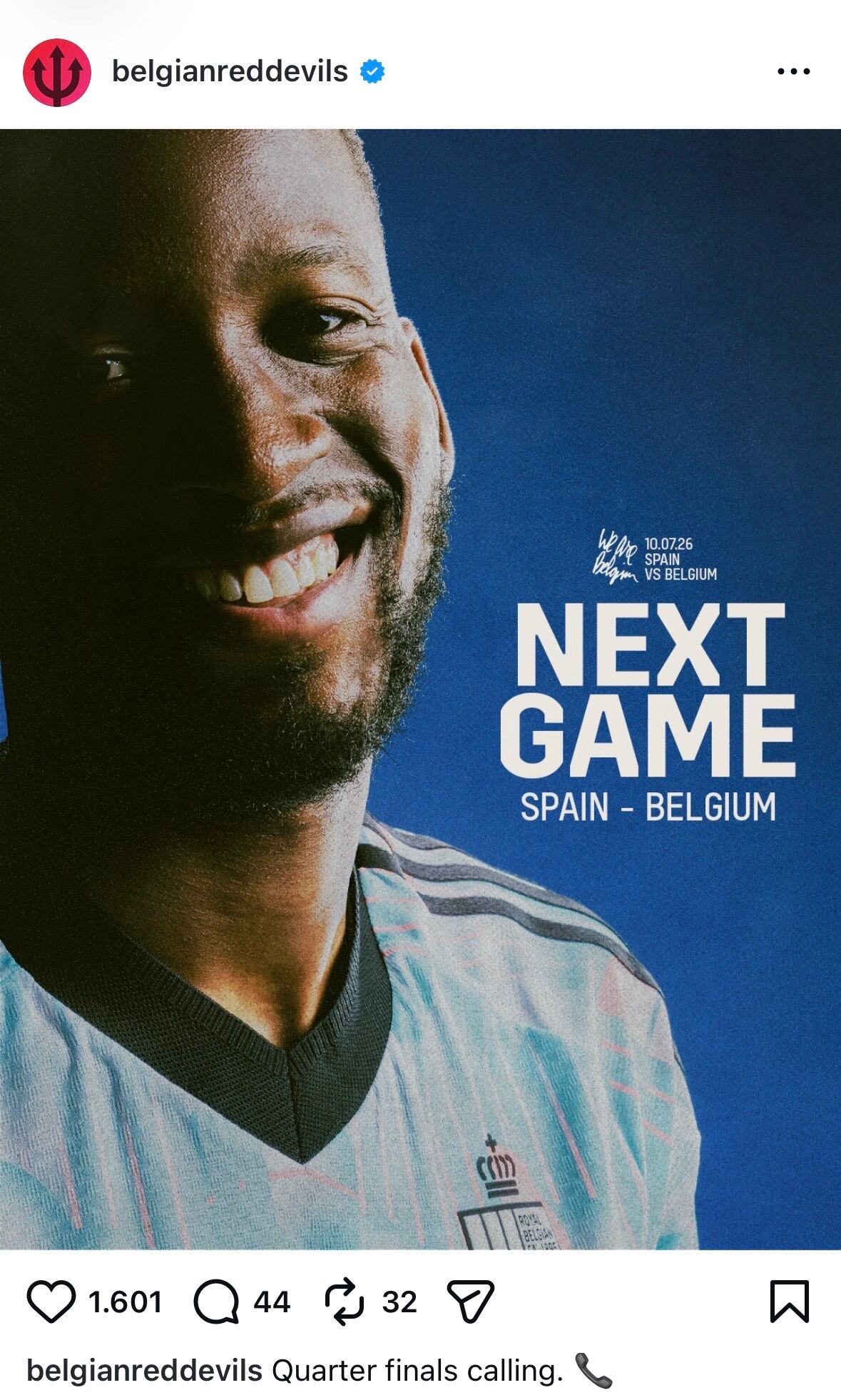 Y Bélgica hizo alusión a que su llamada es a los cuartos de final del Mundial 2026.