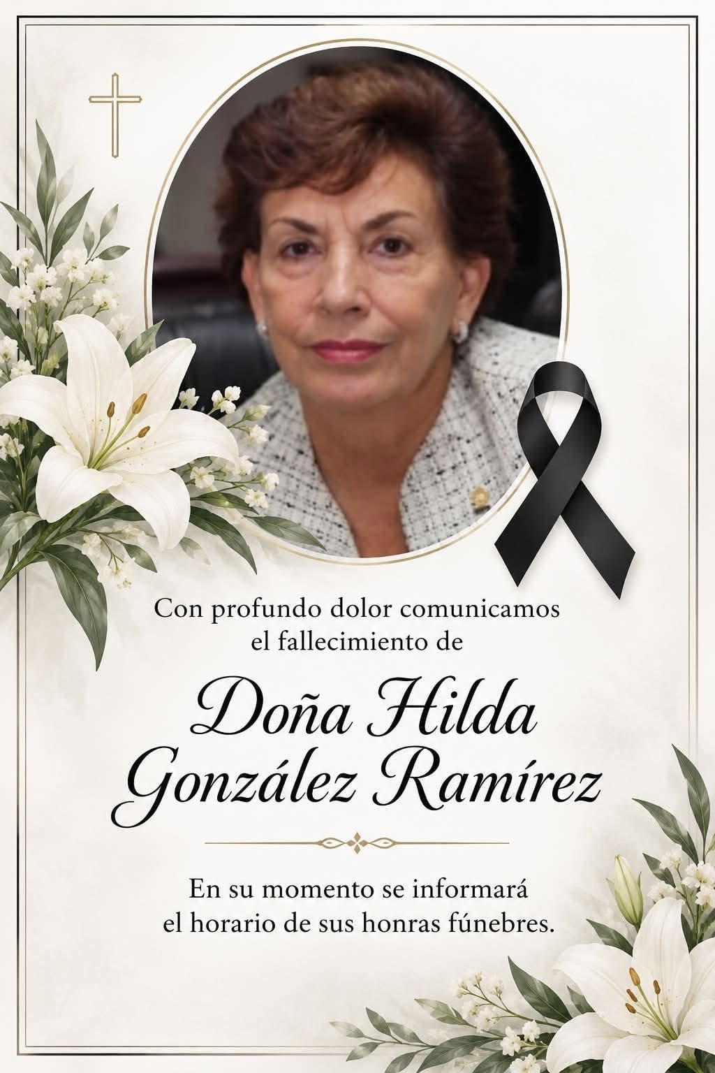 Fallece la exdiputada del PLN Hilda González Ramírez a los 82 años. Ocupó un escaño en los periodos 1986-1990 y 2006-2010.