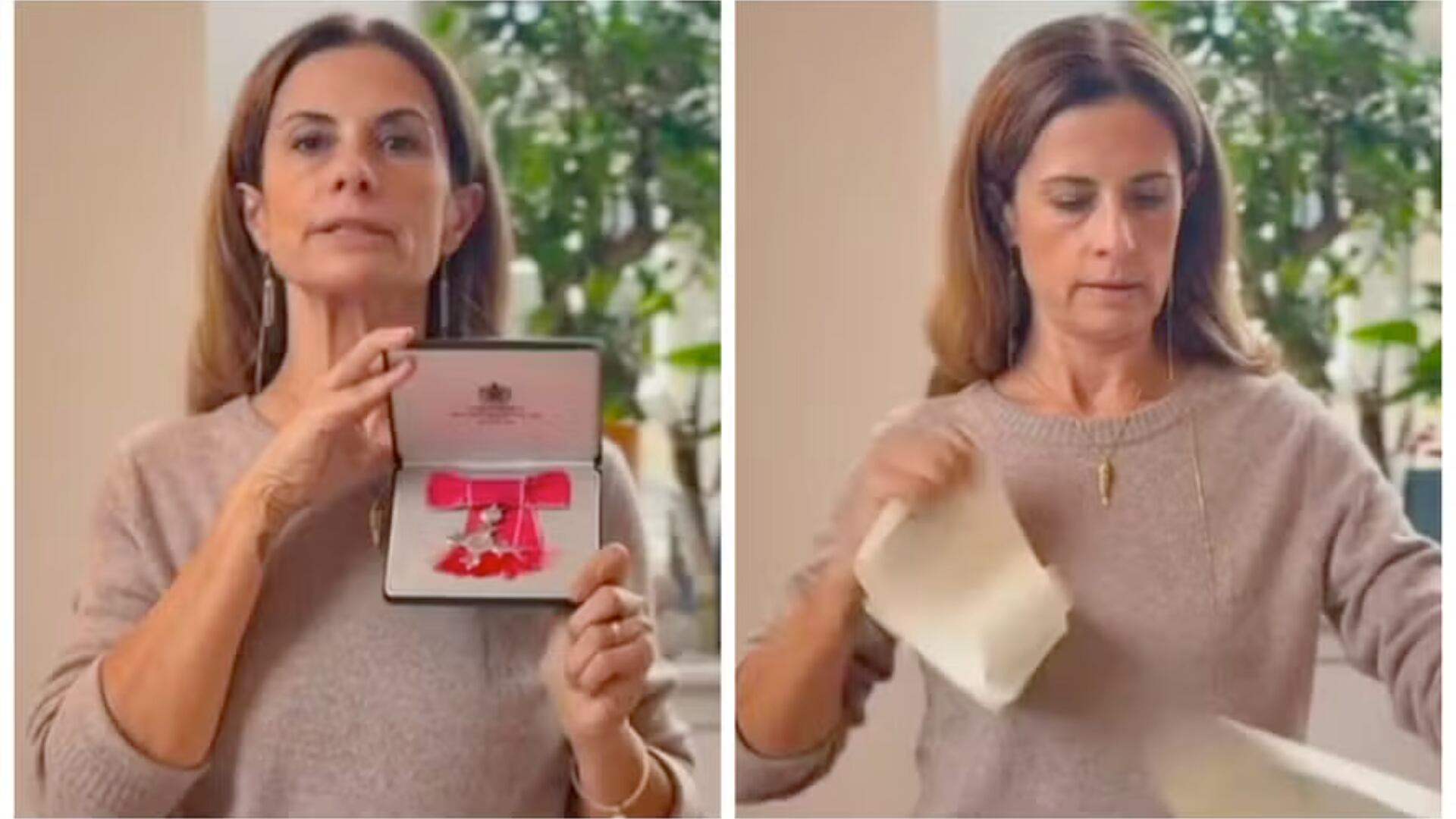 Livia Firth rechazó su título del Imperio Británico tras la visita de Trump al Reino Unido y rompió el diploma en redes sociales.