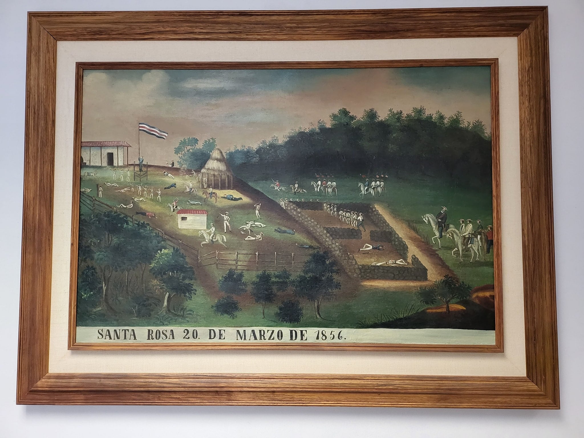 Óleo atribuido al artista Toribio Jerez por encargo del II Obispo de San José, Monseñor Bernardo Augusto Thiel y que forma parte de un conjunto de tres pinturas que representan distintas batallas de la Campaña Nacional de 1856-1857.