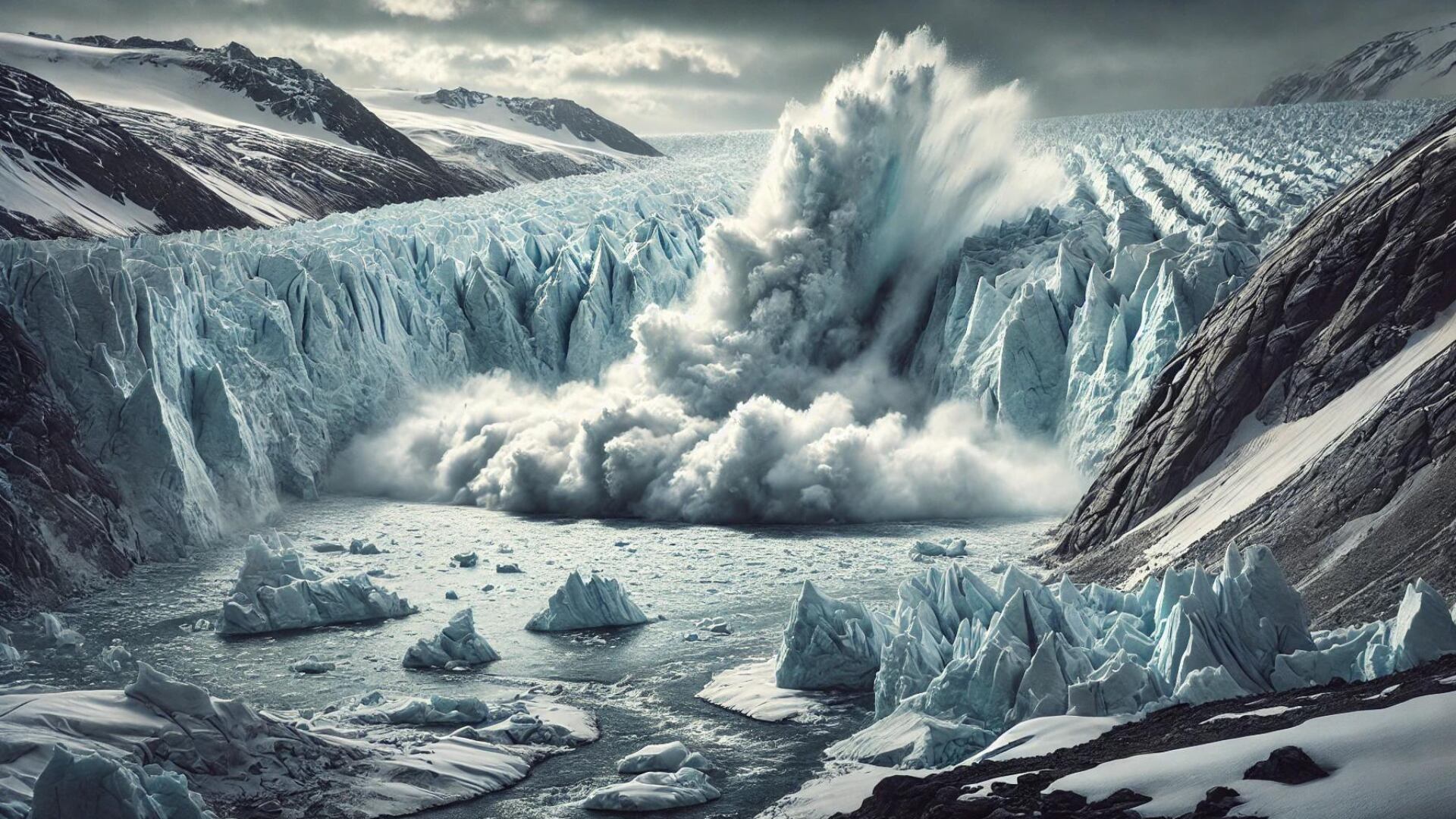 Científicos descubren un megatsunami de 200 metros en Groenlandia, el más alto registrado, provocado por un deslizamiento de rocas. Imagen generada con IA.