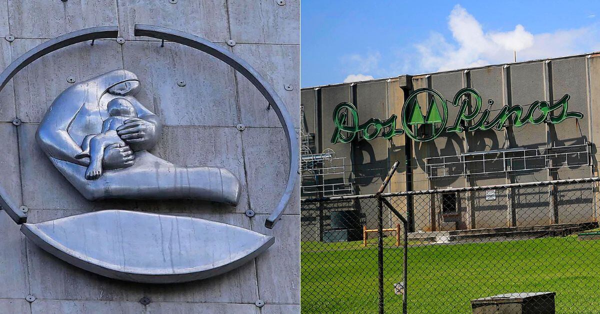 En la imagen las fachadas de la CCSS y Dos Pinos