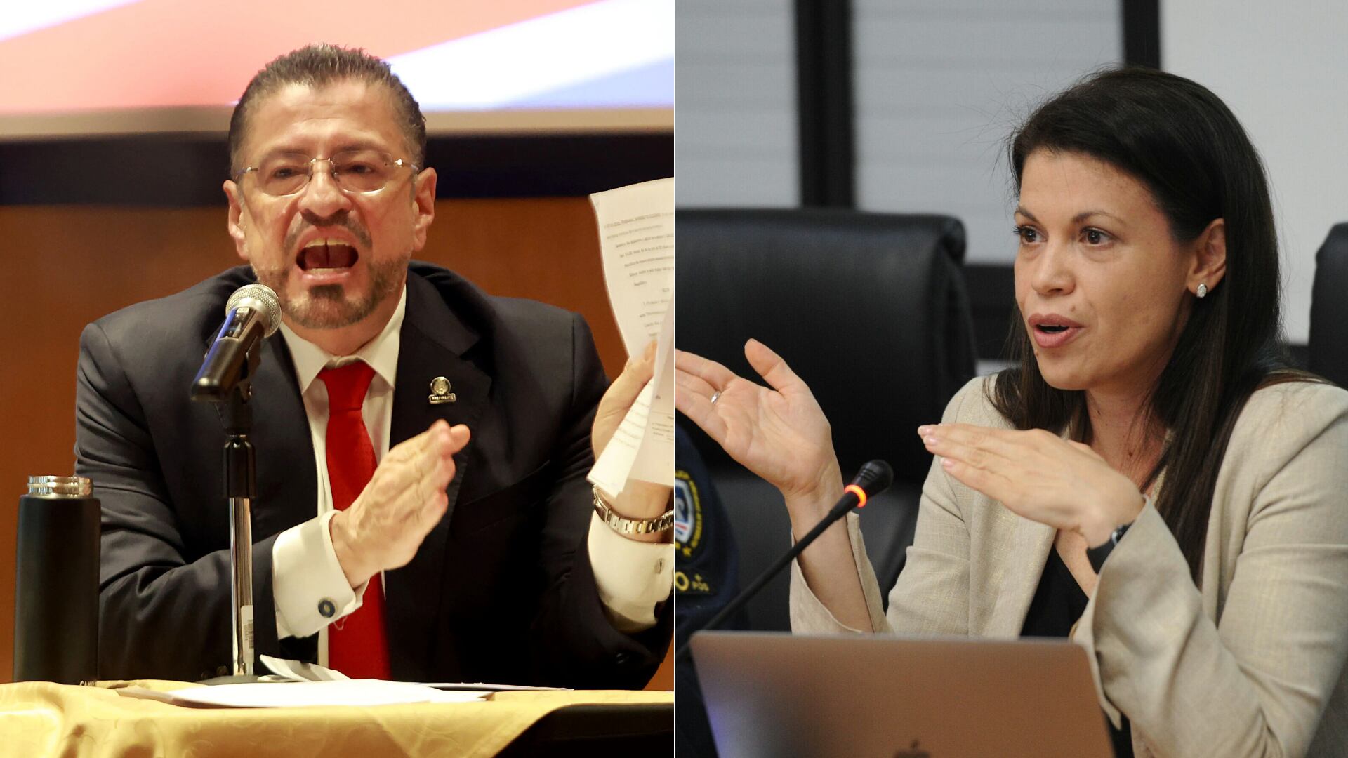 Presidente Rodrigo Chaves y exministra de Justicia y Paz Fiorella Salazar