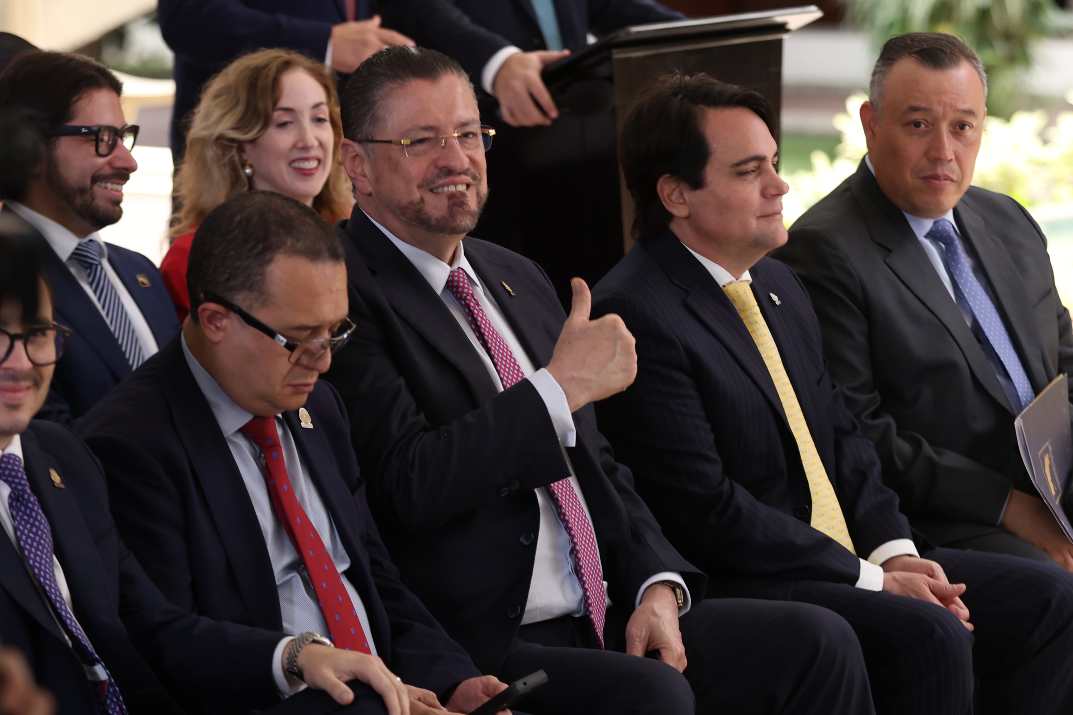 Fotos de la Sra. Presidente de la República Laura Fernández durante la rueda de prensa semanal a en Casa Presidencial / Foto John Durán