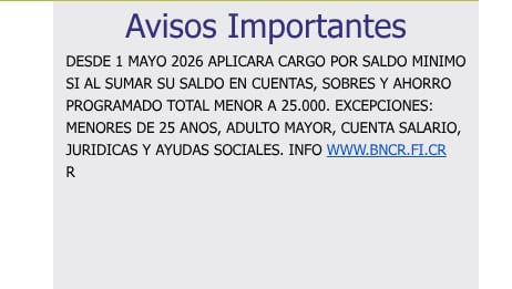 Banco Nacional saldo mínimo