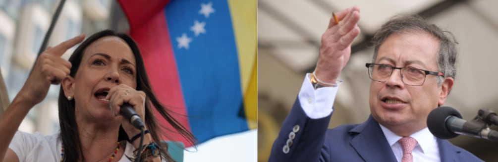 Gustavo Petro, presidente de Colombia, sigue sin pronunciarse sobre la inhabilitación de la opositora en Venezuela, María Corina Machado.