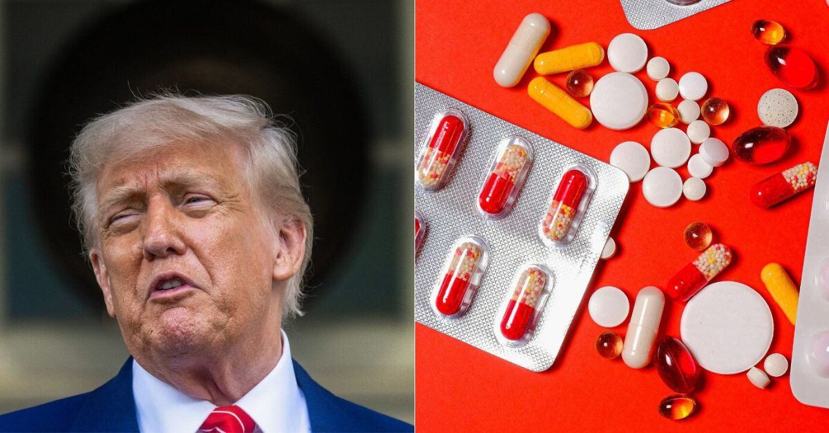 En la imagen, Donald Trump y unos medicamentos