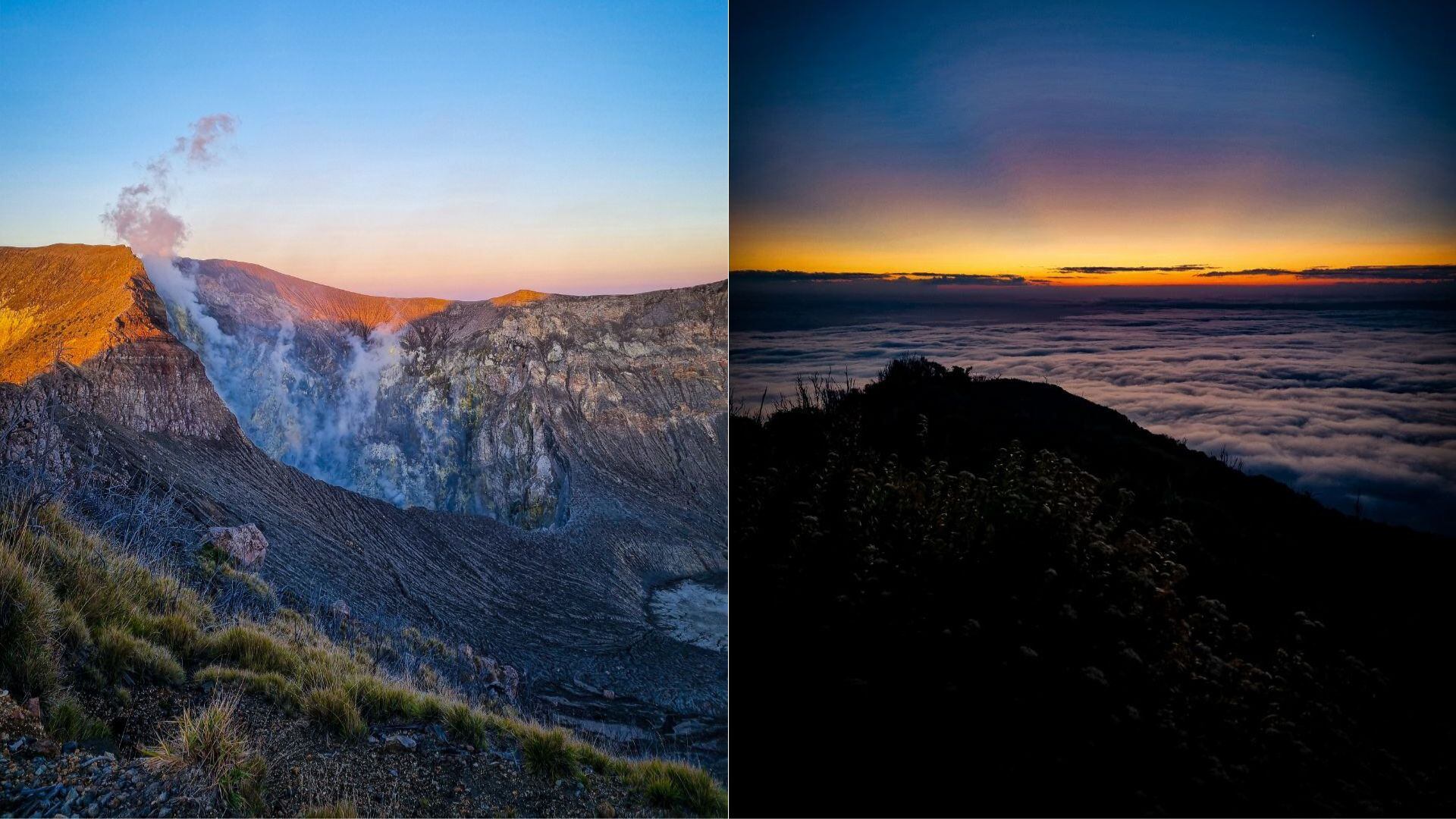 Amanecer desde el cráter del Volcán Turrialba.