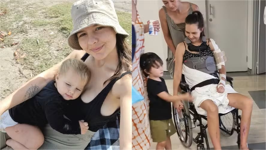 Un ataque de jirafa en Sudáfrica dejó a Nicole Panos parapléjica y provocó la muerte de su hija de 1 año.