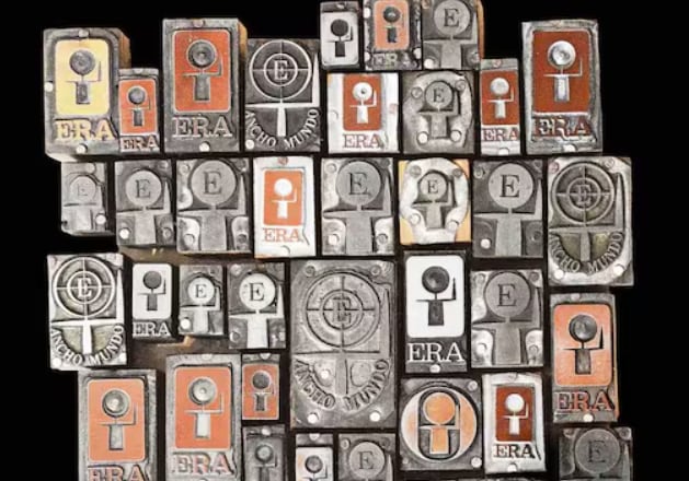 Composición de tipos móviles con el logo de Ediciones Era.