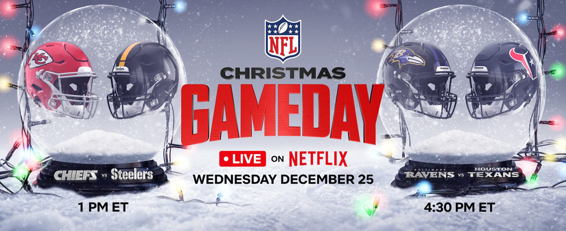 Imagen promocional del 'NFL Christmas Gameday', que se transmitirá por Netflix durante Navidad.
