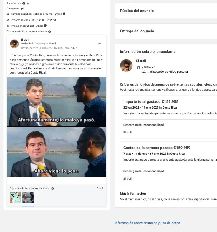 La campaña de Castillo habría financiado mensajes dirigidos contra su principal rival político