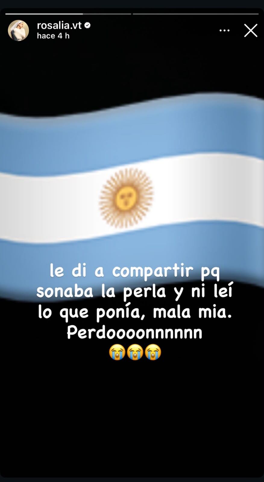 La cantante española explicó que compartió el contenido sin leer el mensaje. La polémica ocurrió antes de sus cuatro conciertos programados en Argentina.