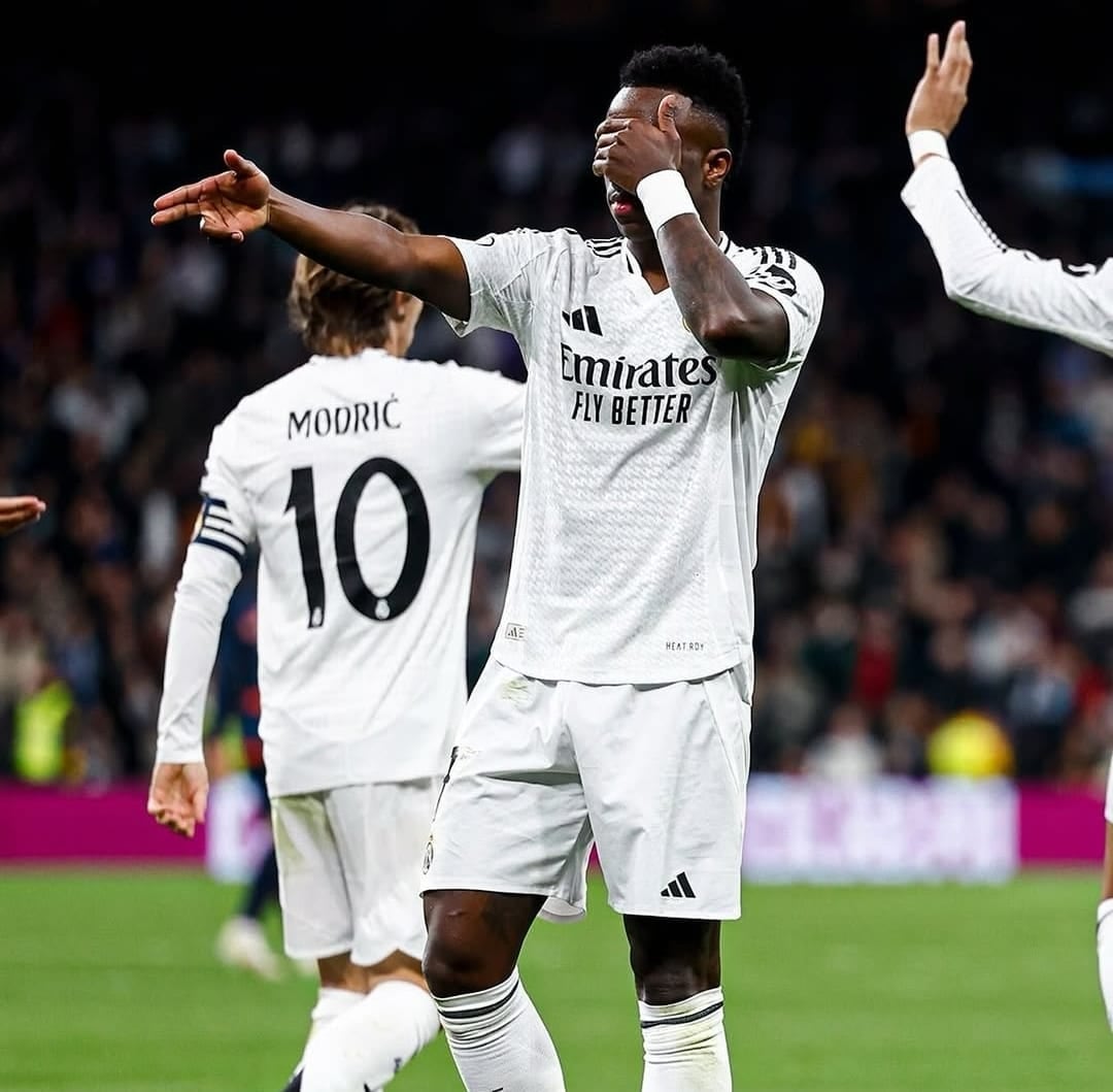 Vinicius celebra un gol para el Real Madrid en los octavos de final de la Copa del Rey contra el Celta de Vigo. Crédito: Real Madrid