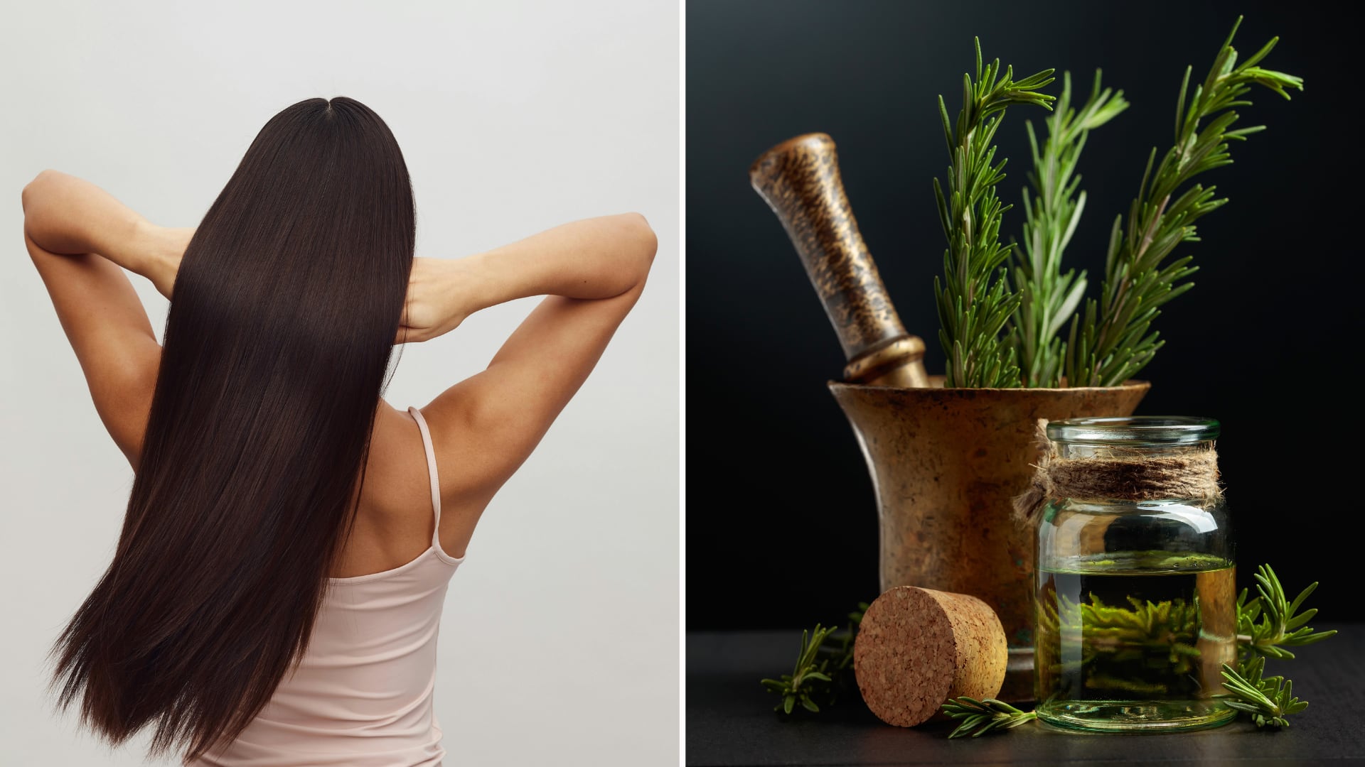 El agua de romero destaca por sus propiedades que favorecen el crecimiento capilar, reducen la caspa y aportan brillo al cabello.