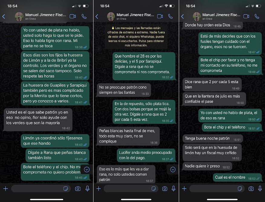 Autoridades inician investigación sobre pantallazos de supuesta conversación entre viceministro de Seguridad y narco. Cortesía.