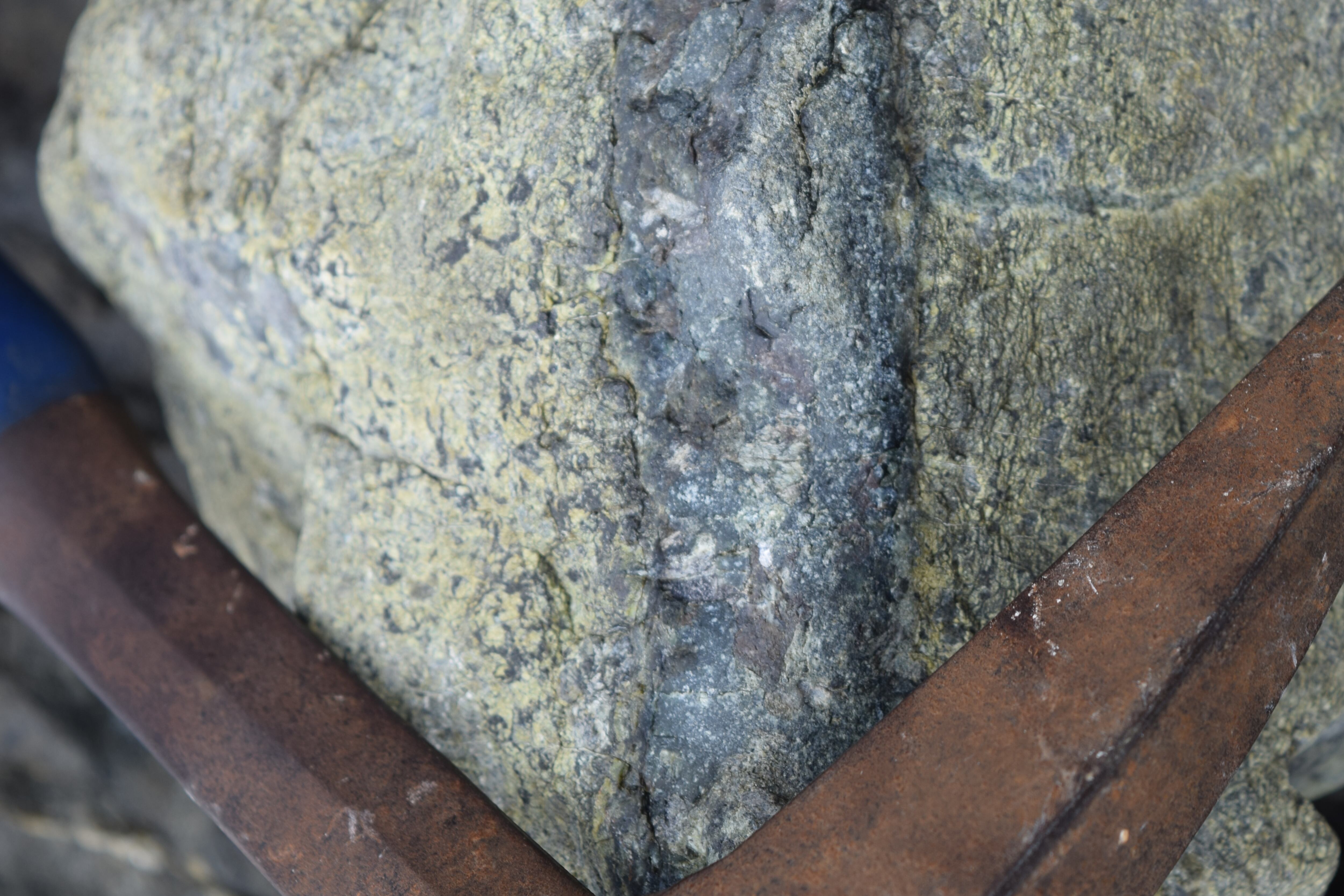 Esta roca ígnea, constituida por minerales ricos en hierro y magnesio, la cual tende a ser de color verdoso, se formó en el manto de la Tierra y es parte de las que existen en nuestro Pacífico norte. Foto: Percy Denyer.