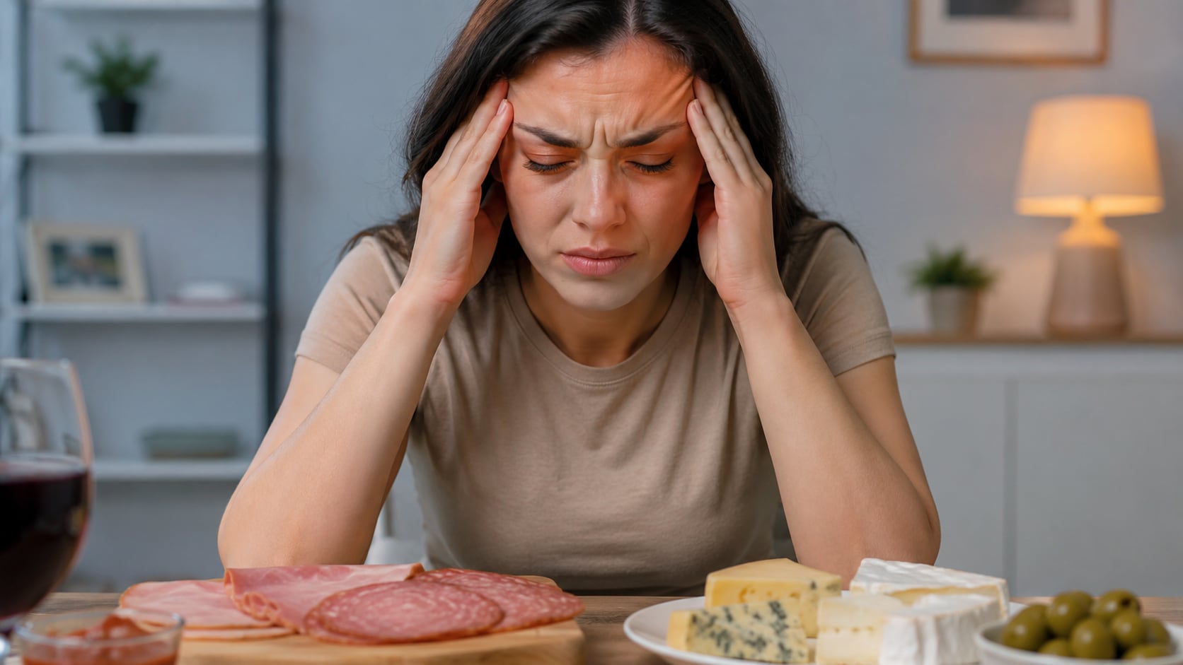 Embutidos, quesos fermentados y vino tinto figuran entre los productos más asociados con la aparición de migrañas y dolores de cabeza.