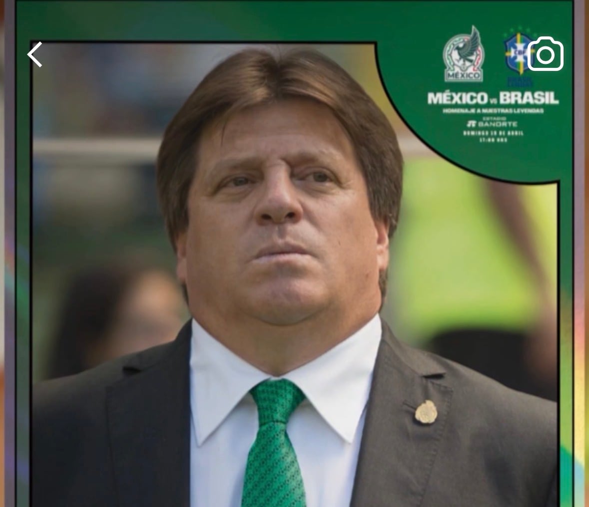 Así promociona la organización del partido de leyendas entre México y Brasil la presencia de Miguel Herrera.