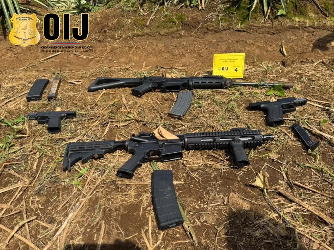 Estas fueron las armas decomisadas a los sospechosos.