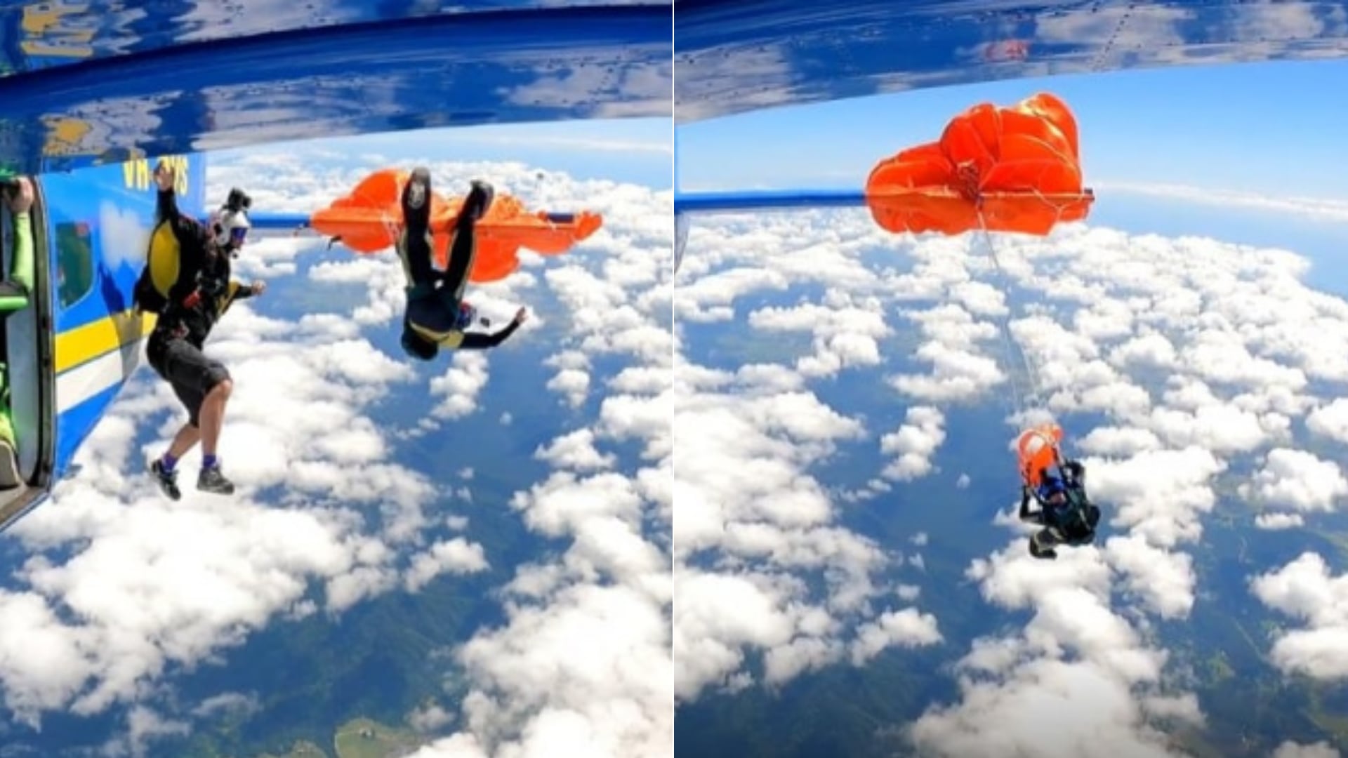 Paracaidista se enganchó del ala de un avión en pleno vuelo y alteró la operación. Aterrizó con heridas leves.