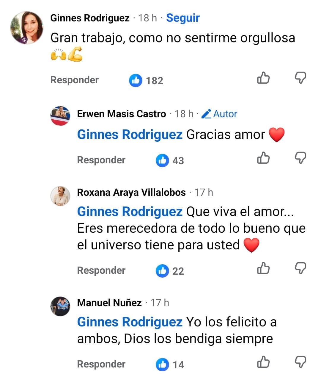 Ginnés Rodríguez y el mensaje público que le dejó a Erwen Masís.
