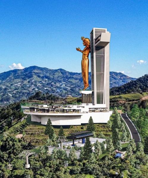 La futura estatua de Jesucristo será el eje de Montecielo, un complejo que incluirá hoteles, comercios, restaurantes y un mirador con vistas al embalse de Guatapé y la Piedra del Peñol.