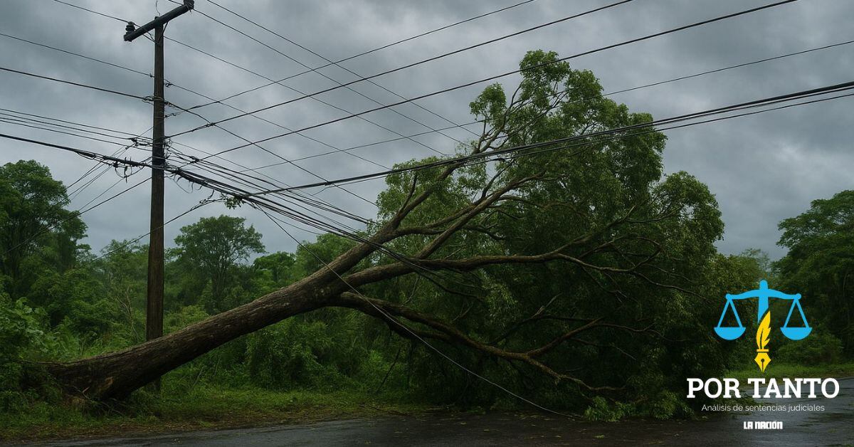 En la imagen, un árbol caído sobre el tendido eléctrico.