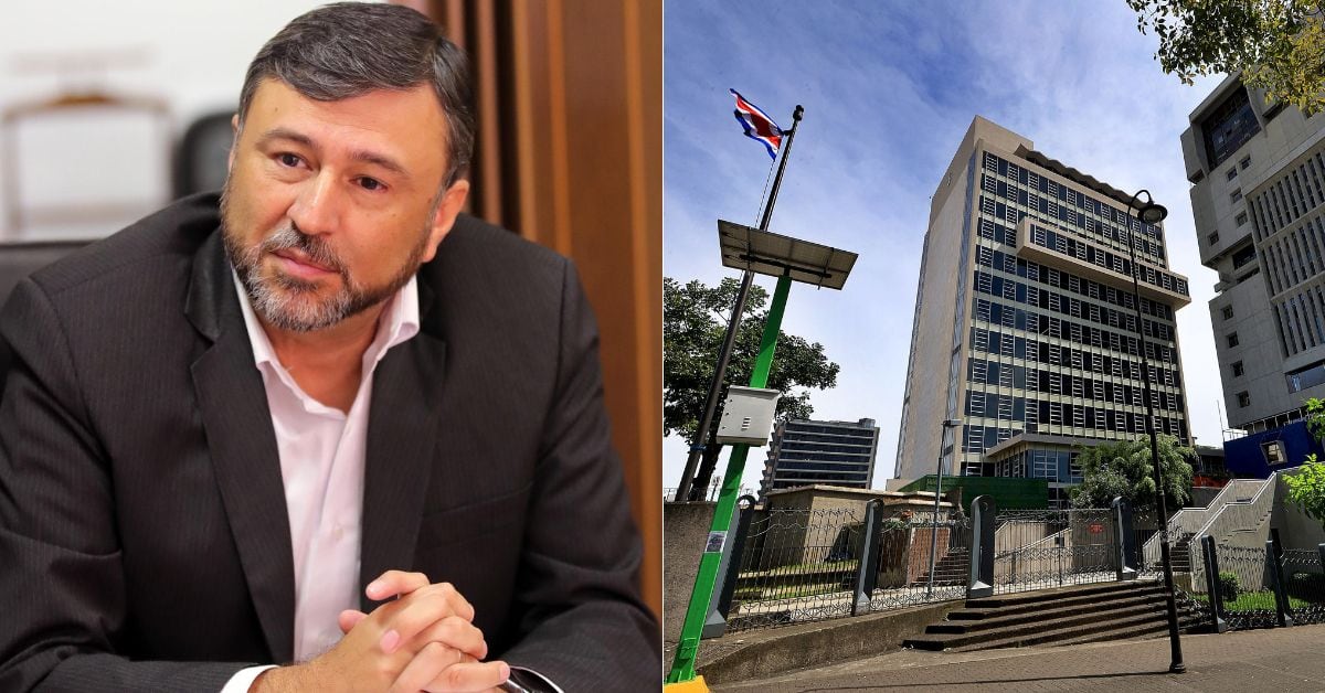 En la imagen, el gerente de Pensiones, Jaime Barrantes, y la fachada de la CCSS