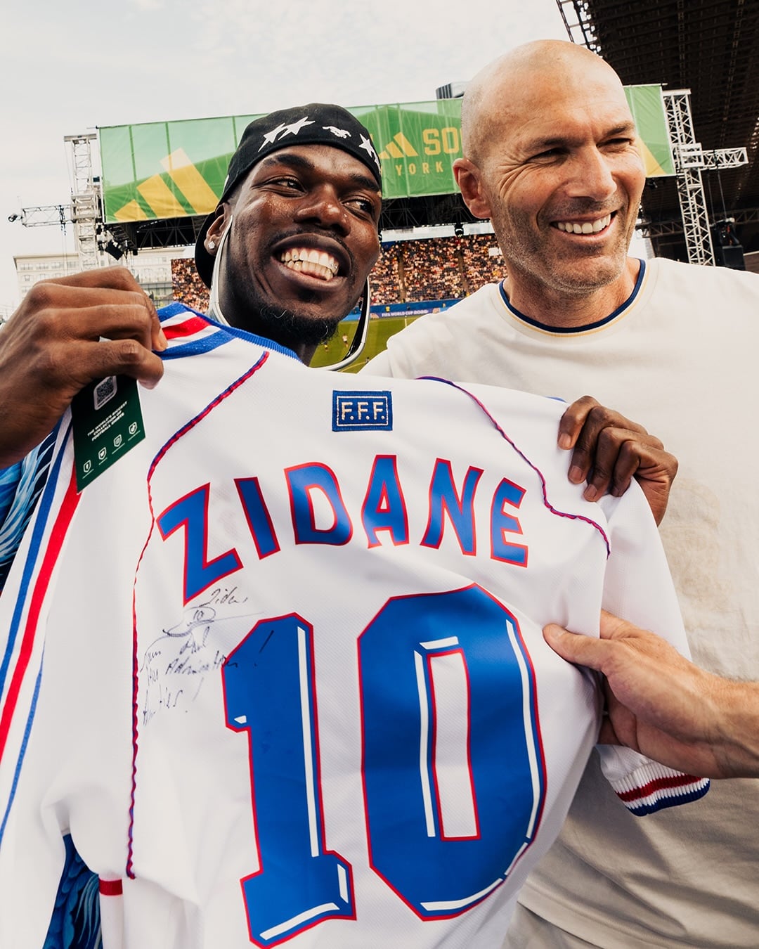 Pogba, Zidane y otras tres estrellas más se reunieron en un evento de Adidas en Brooklyn.