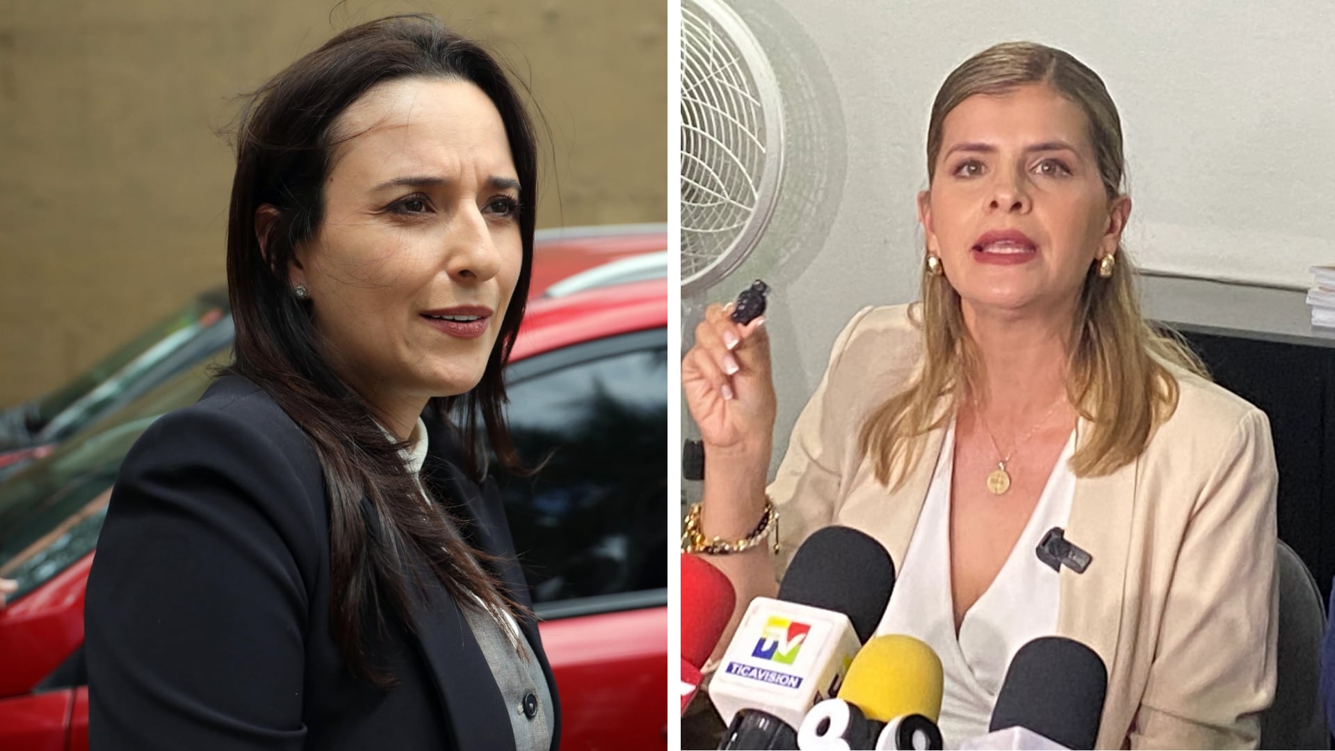 La candidata presidencial, Natalia Díaz, cuestionó a Laura Fernández por la polémica sobre el supuesto micrófono escondido.