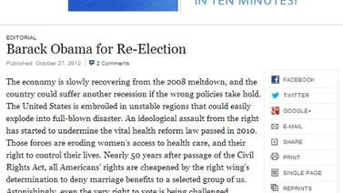 The New York Times apoya a Obama en carrera hacia la Casa Blanca