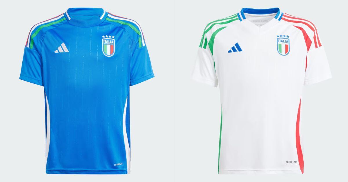 Nueva camiseta Adidas de local y visitante de Italia, para la temporada 2024-2025.