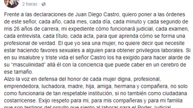 Profesionales judiciales repudian declaración de Juan Diego Castro sobre ascenso de mujeres en Corte